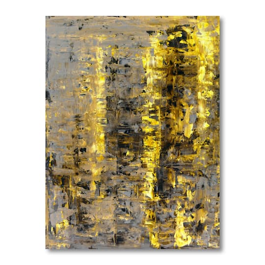 Designart - Yellow and Beige Abstract Art Painting